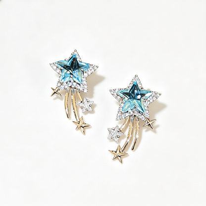 Summer Star Zircon Earrings, Niche Creative Design, Delicate Studs, Elegant Light Luxury, High-End Fashion Jewelry