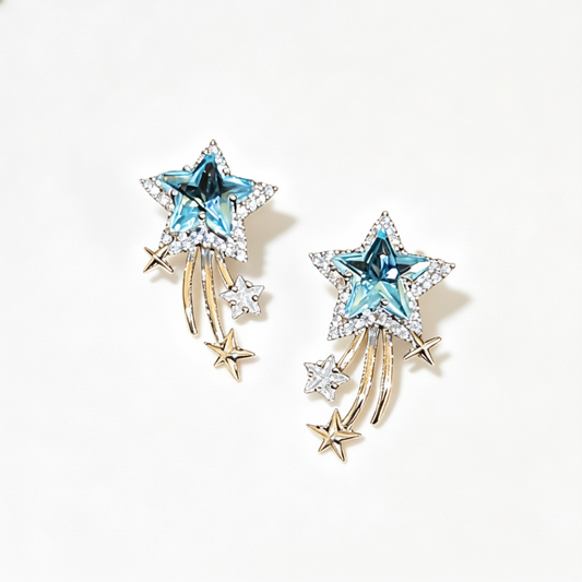 Summer Star Zircon Earrings, Niche Creative Design, Delicate Studs, Elegant Light Luxury, High-End Fashion Jewelry
