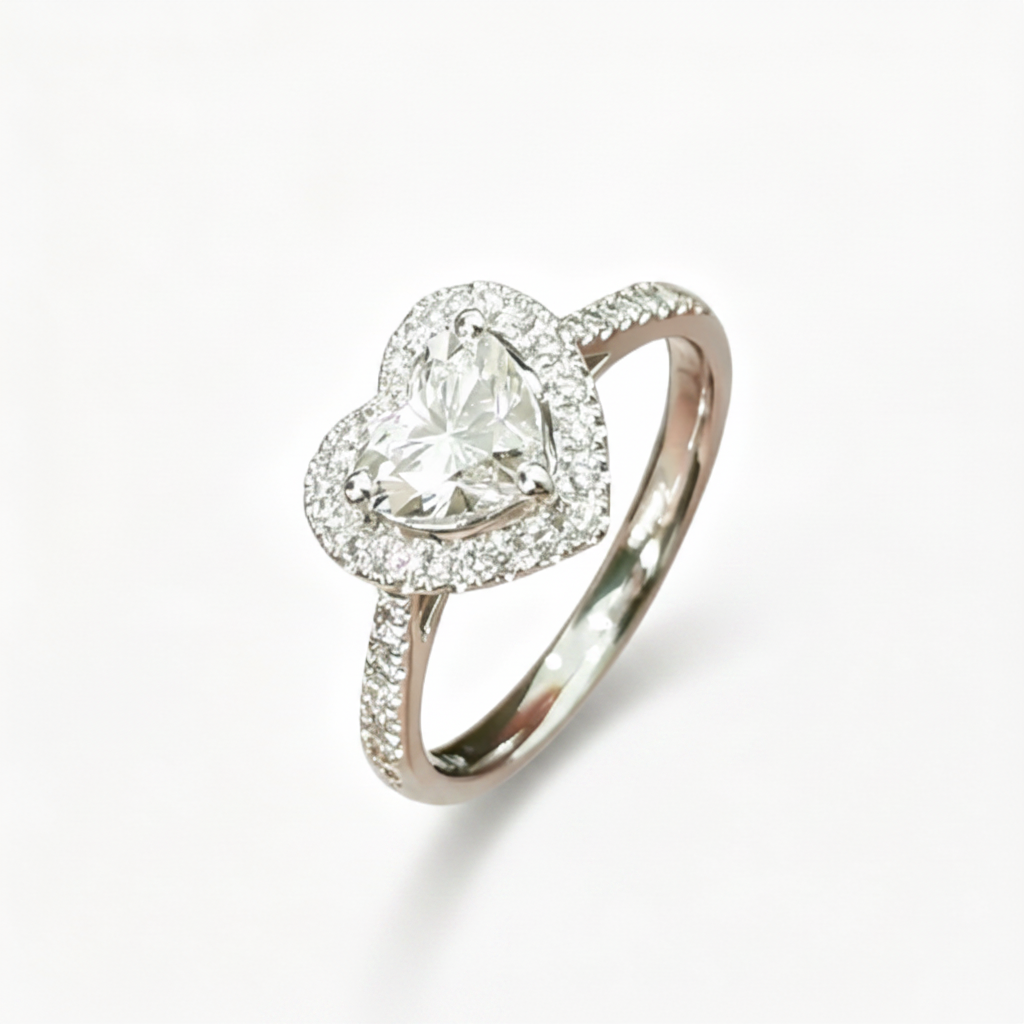 925 Silver Plated Sparkling Zircon Love Heart Ring for Women, INS Style Light Luxury High-End Design, Adjustable Open Band Proposal Ring