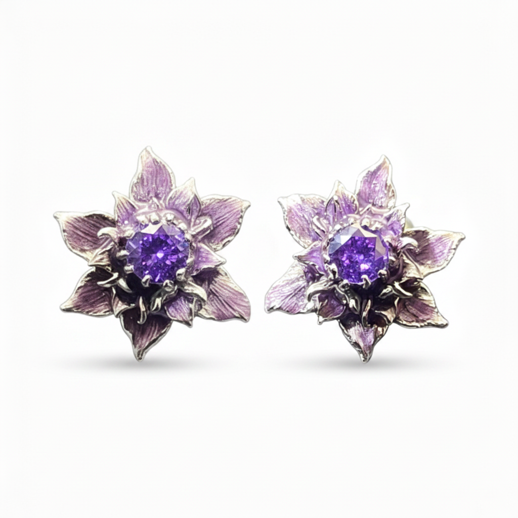 Crystal Lotus Stud Earrings, Niche High-End Design, Delicate Small Earrings for Women