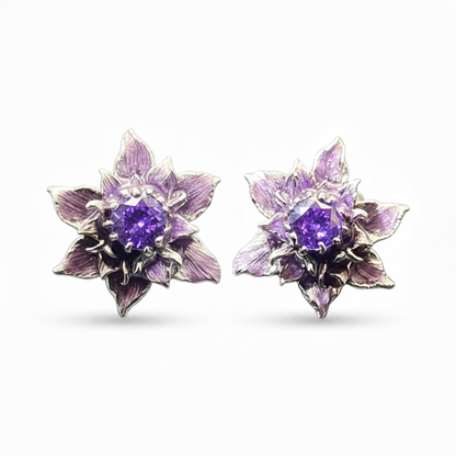 Crystal Lotus Stud Earrings, Niche High-End Design, Delicate Small Earrings for Women
