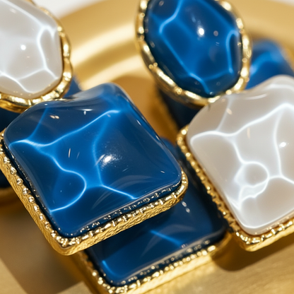 Asymmetric Blue Drop Earrings – Light Luxury, Niche Design, Unique & High-End Fashion