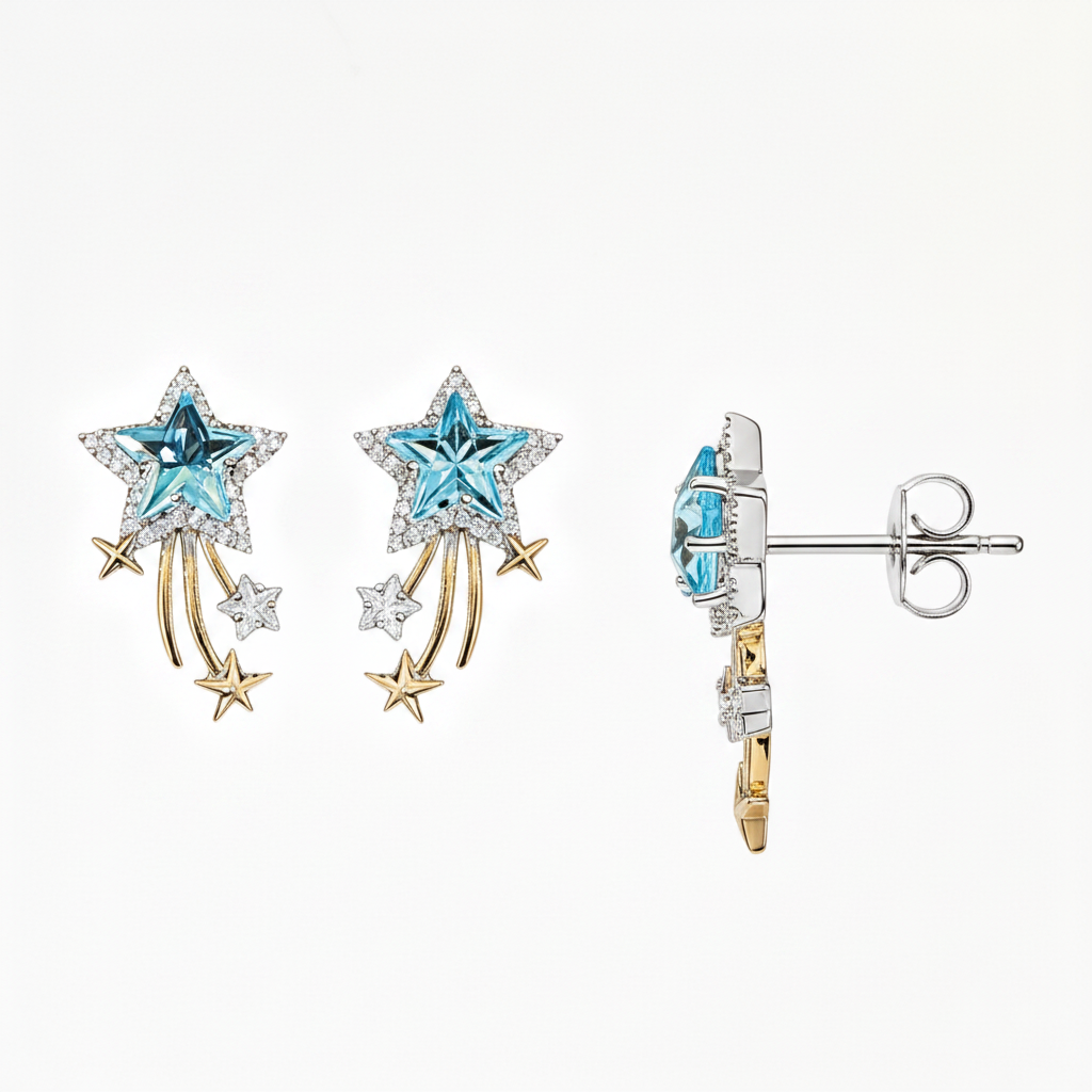 Summer Star Zircon Earrings, Niche Creative Design, Delicate Studs, Elegant Light Luxury, High-End Fashion Jewelry