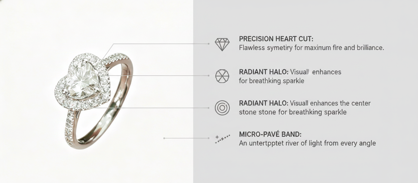 925 Silver Plated Sparkling Zircon Love Heart Ring for Women, INS Style Light Luxury High-End Design, Adjustable Open Band Proposal Ring