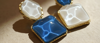 Asymmetric Blue Drop Earrings – Light Luxury, Niche Design, Unique & High-End Fashion
