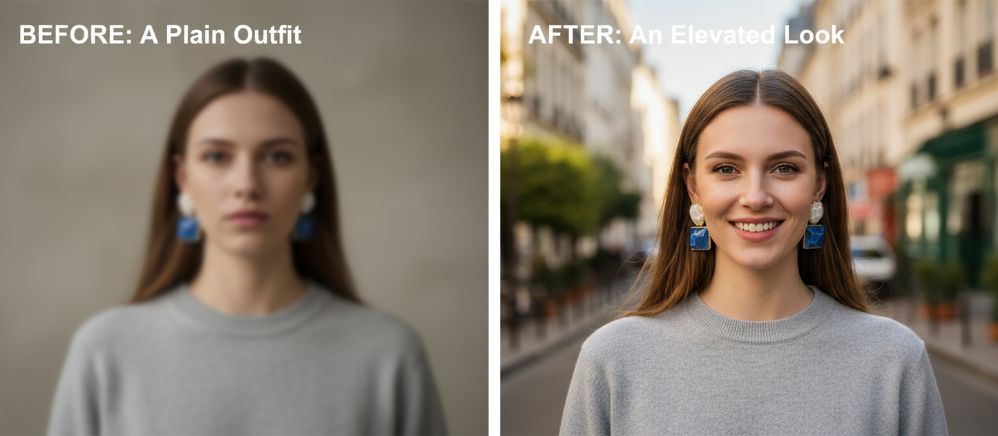 Asymmetric Blue Drop Earrings – Light Luxury, Niche Design, Unique & High-End Fashion