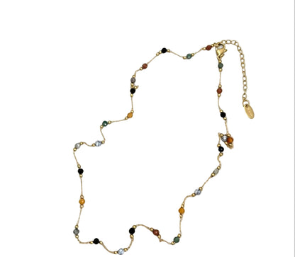 Natural Stone Inlaid Spacer Bead Copper Bracelet