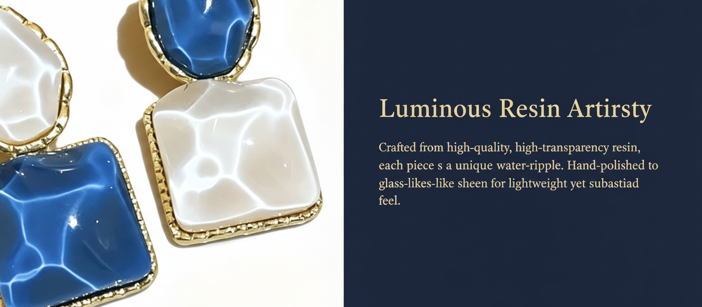 Asymmetric Blue Drop Earrings – Light Luxury, Niche Design, Unique & High-End Fashion