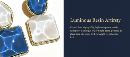 Asymmetric Blue Drop Earrings – Light Luxury, Niche Design, Unique & High-End Fashion