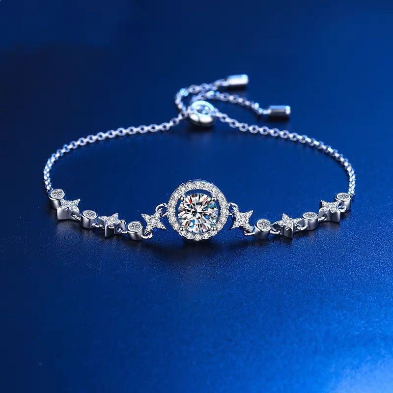 Premium women's bracelet featuring high-carbon diamond and white copper