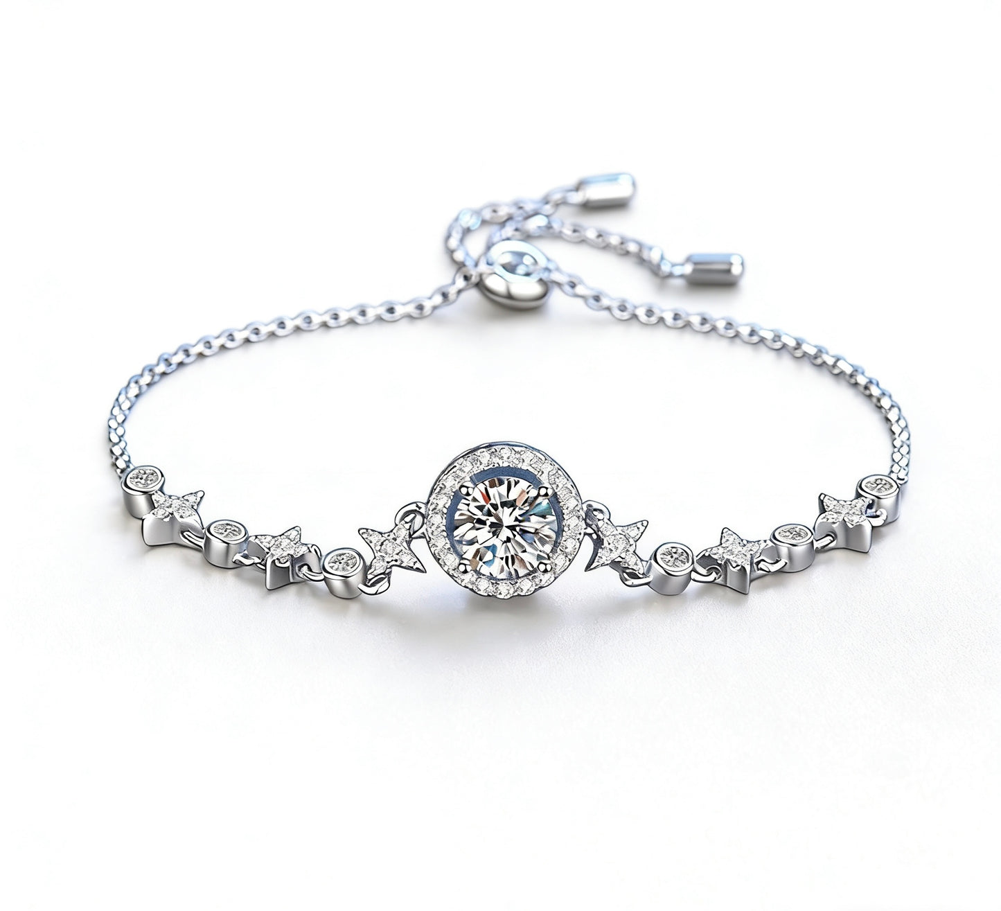 Premium women's bracelet featuring high-carbon diamond and white copper