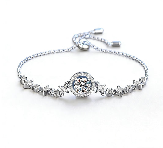 Premium women's bracelet featuring high-carbon diamond and white copper