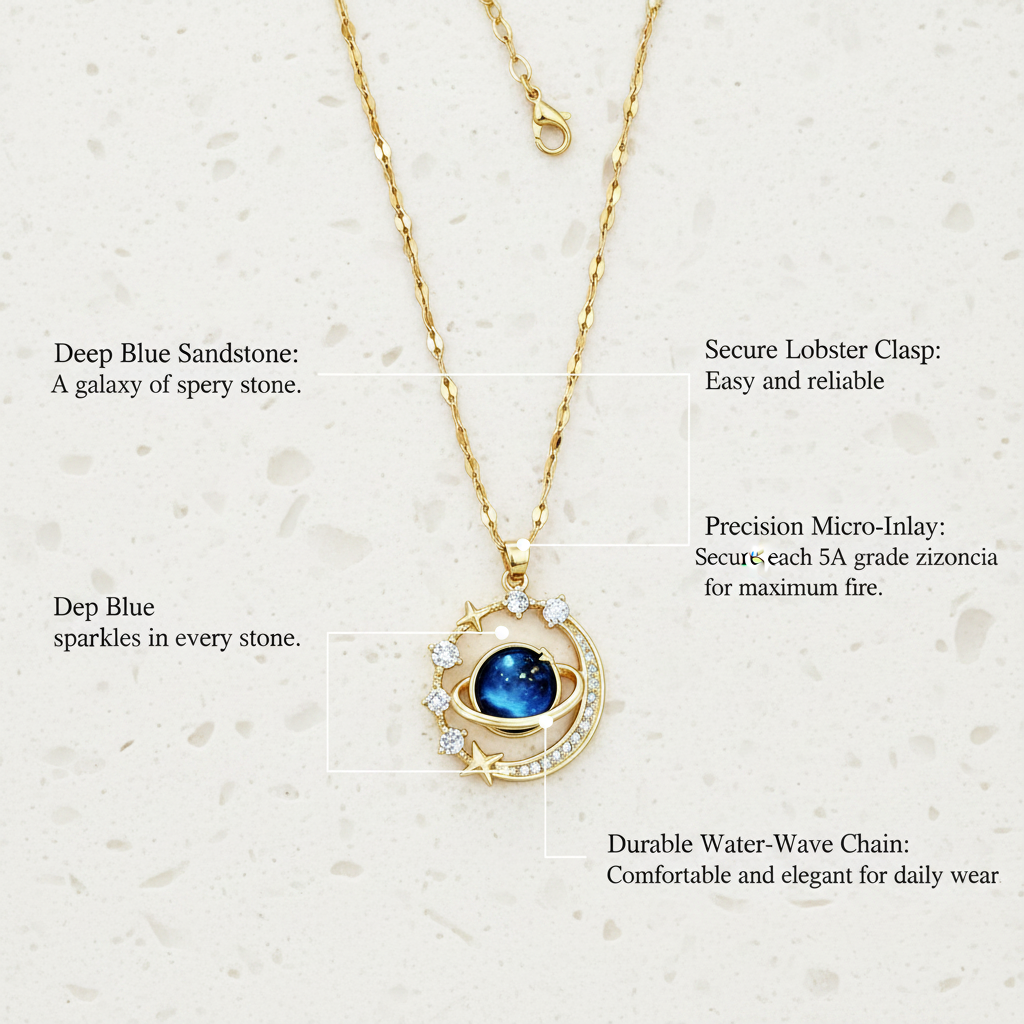 Starry Moon & Star Light Luxury Elegant Necklace